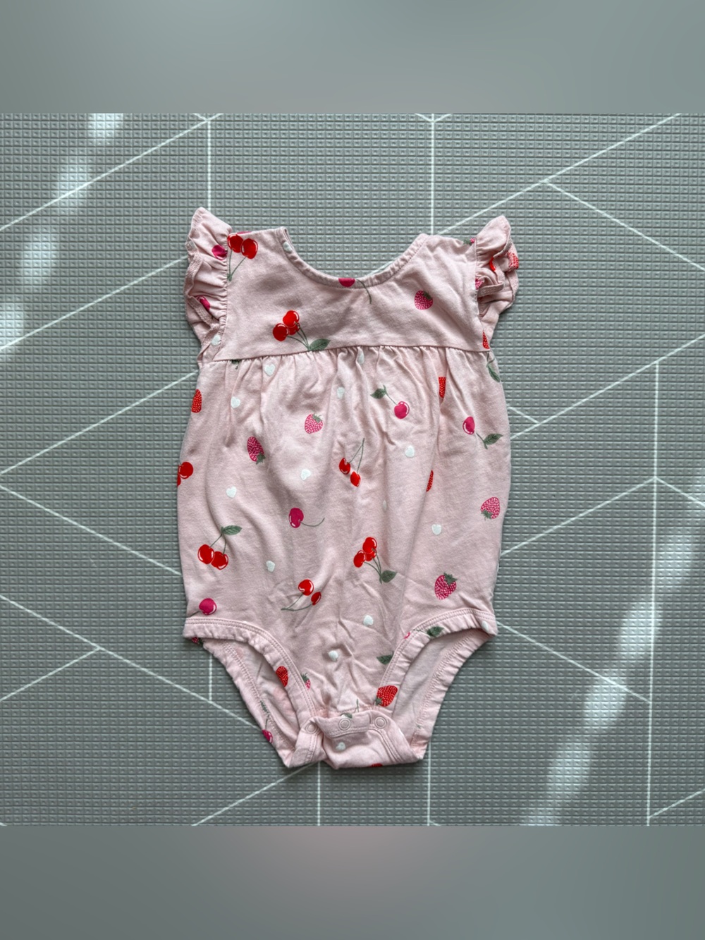 Carters|Baby girl Pink Cherry Print cotton One-Piece Bubble romper•••18M,Boho